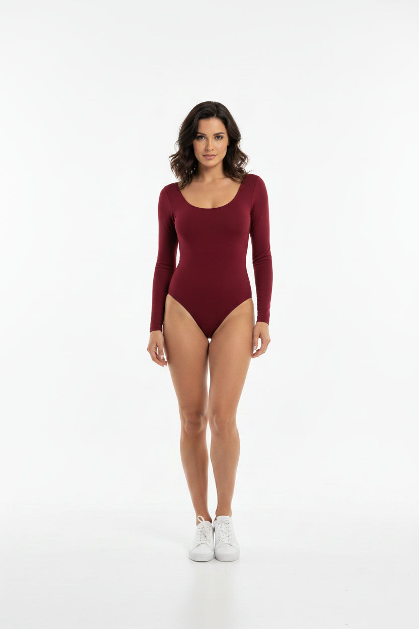 Body manga larga cuello redondo