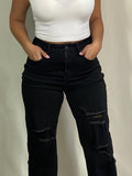 Jeans Palazzo Negro Destroy