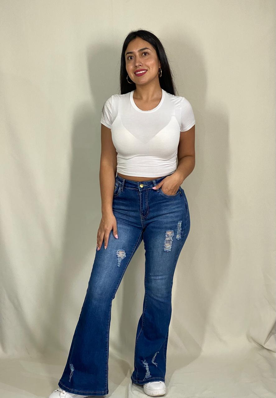 Jeanns Flare Azul Destroy