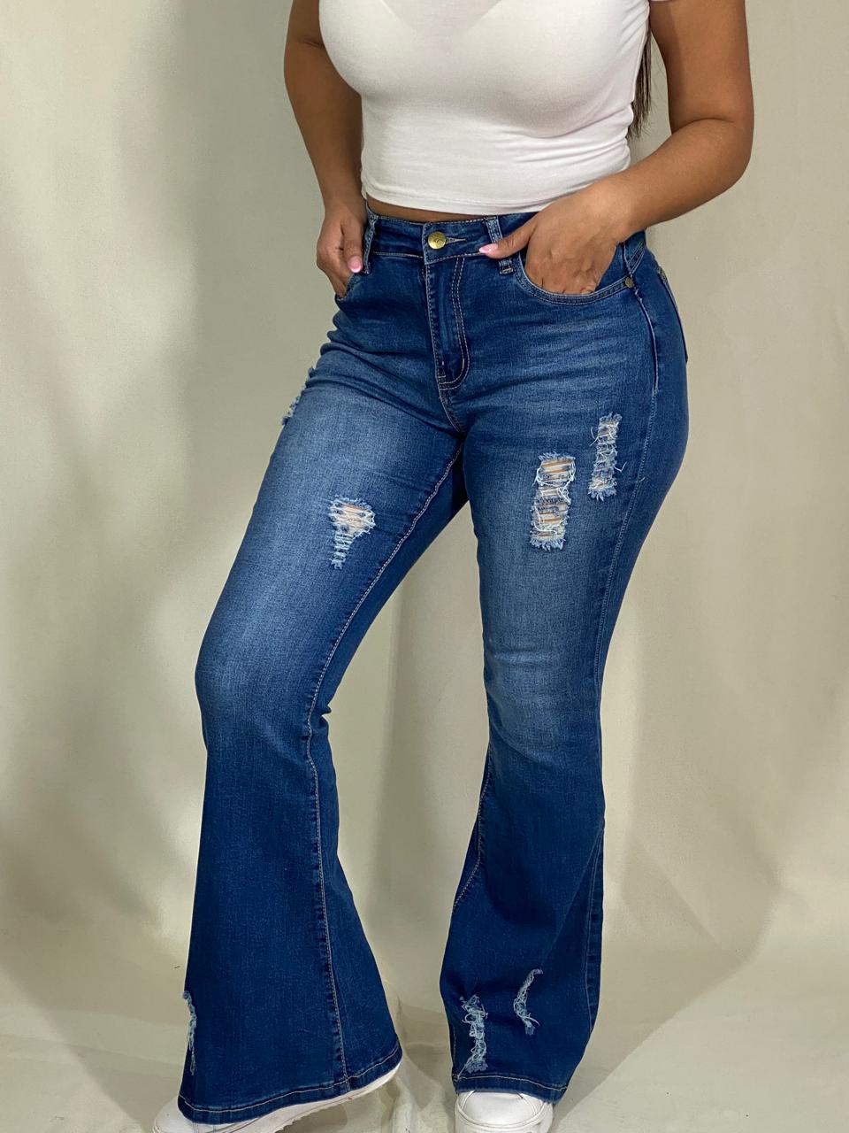 Jeanns Flare Azul Destroy