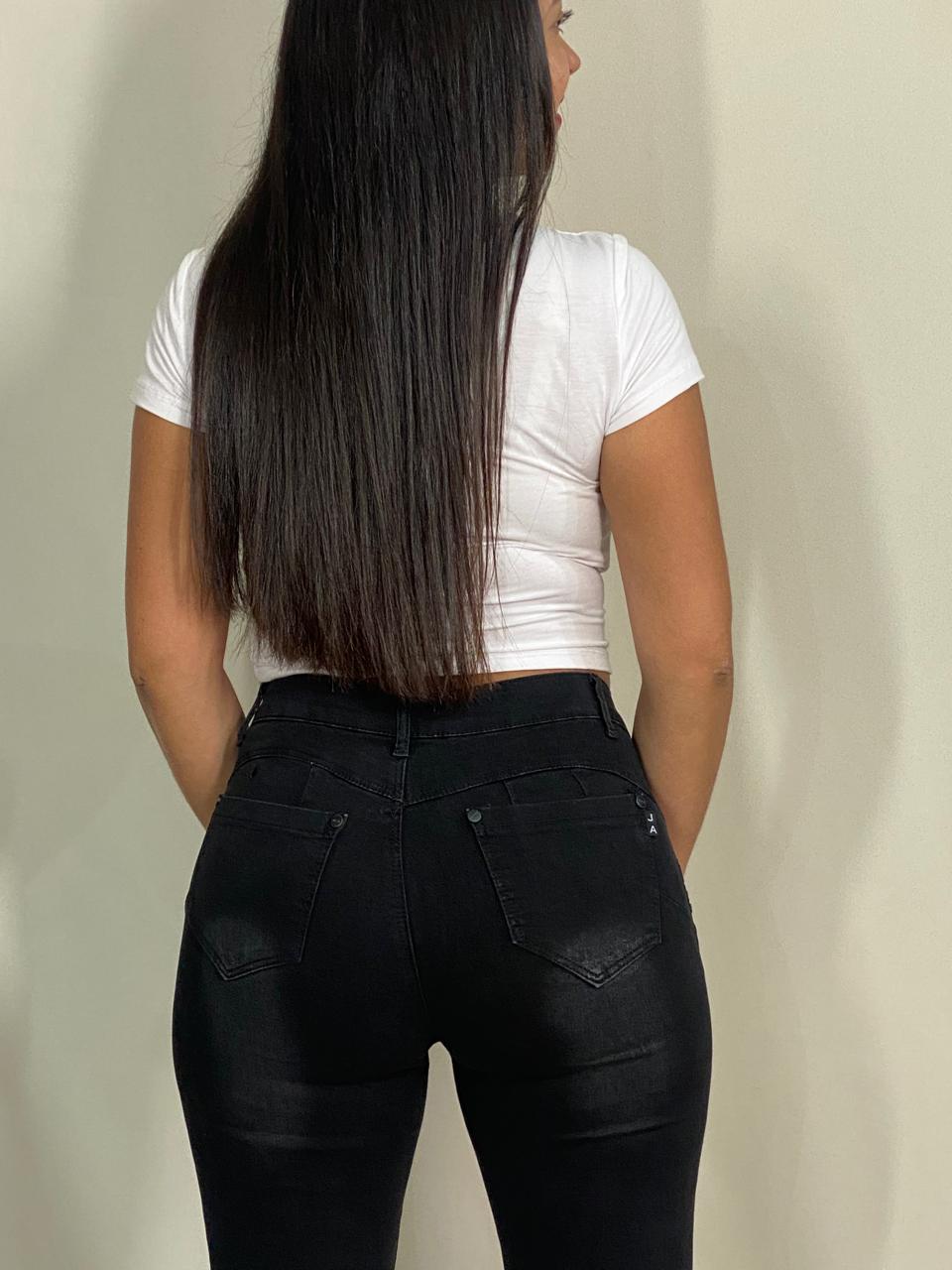 Jeans Pitillo Desgastados Negro