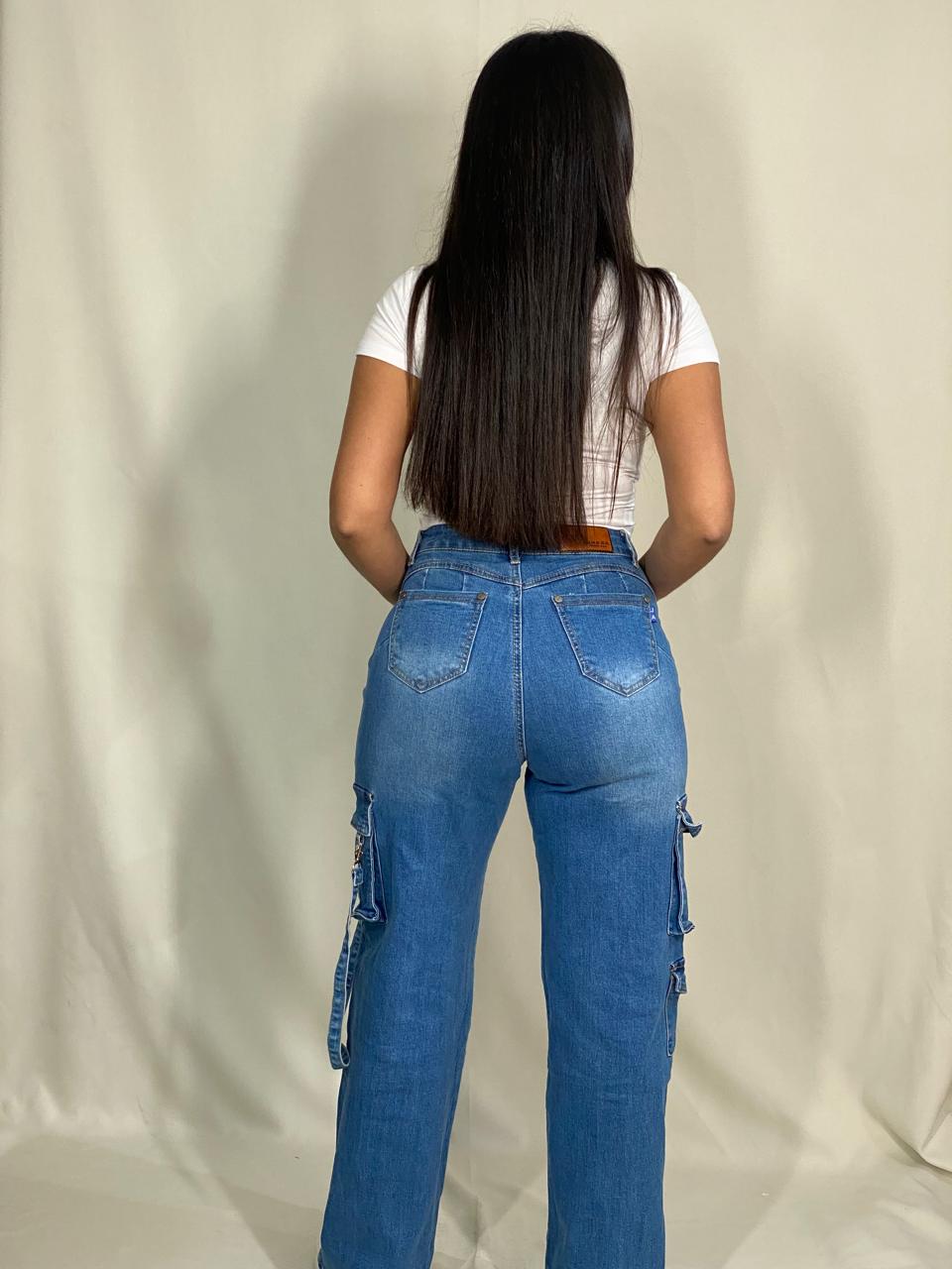 Jeans Cargo azul