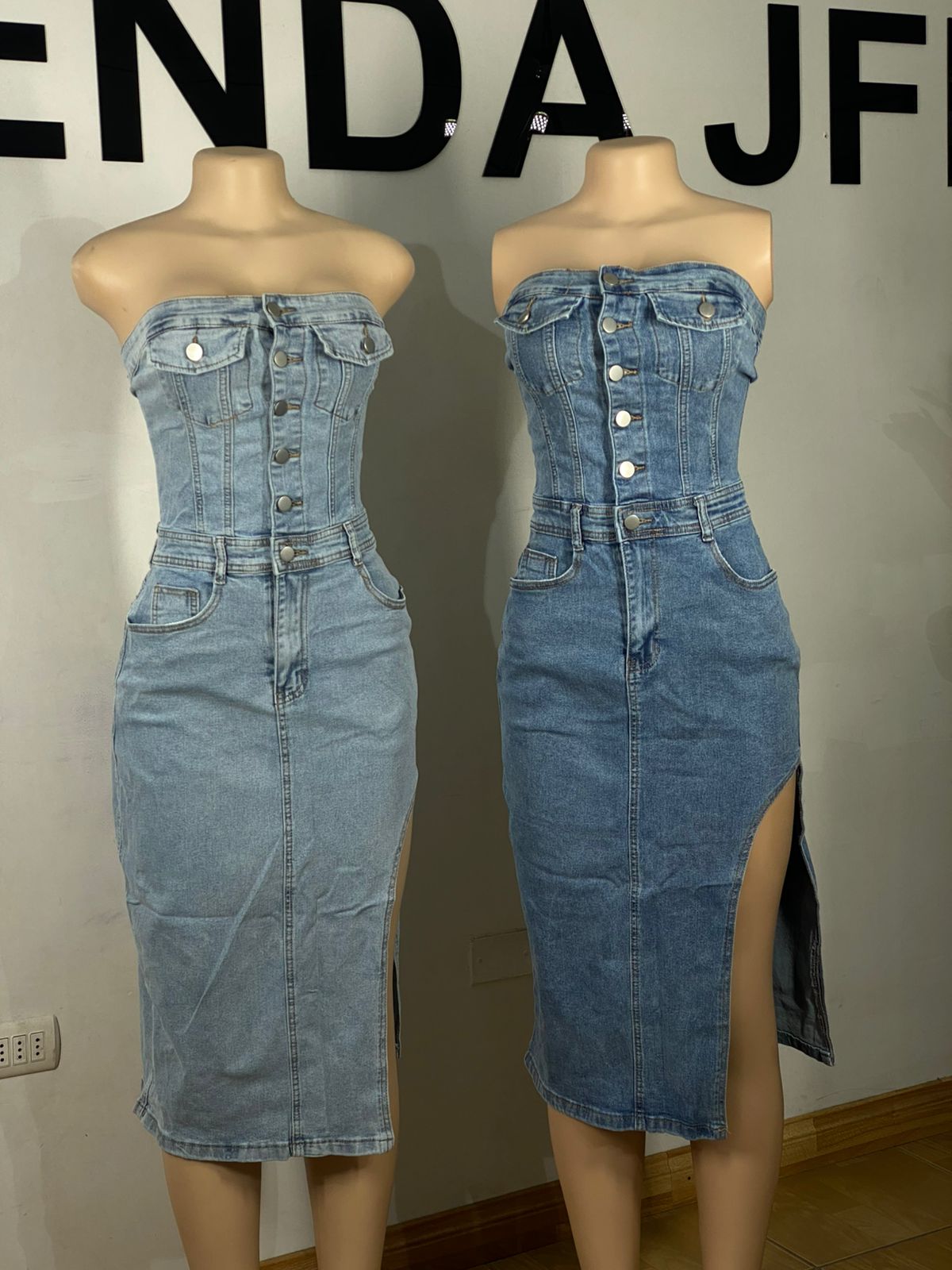 Vestido Jeans Strapless