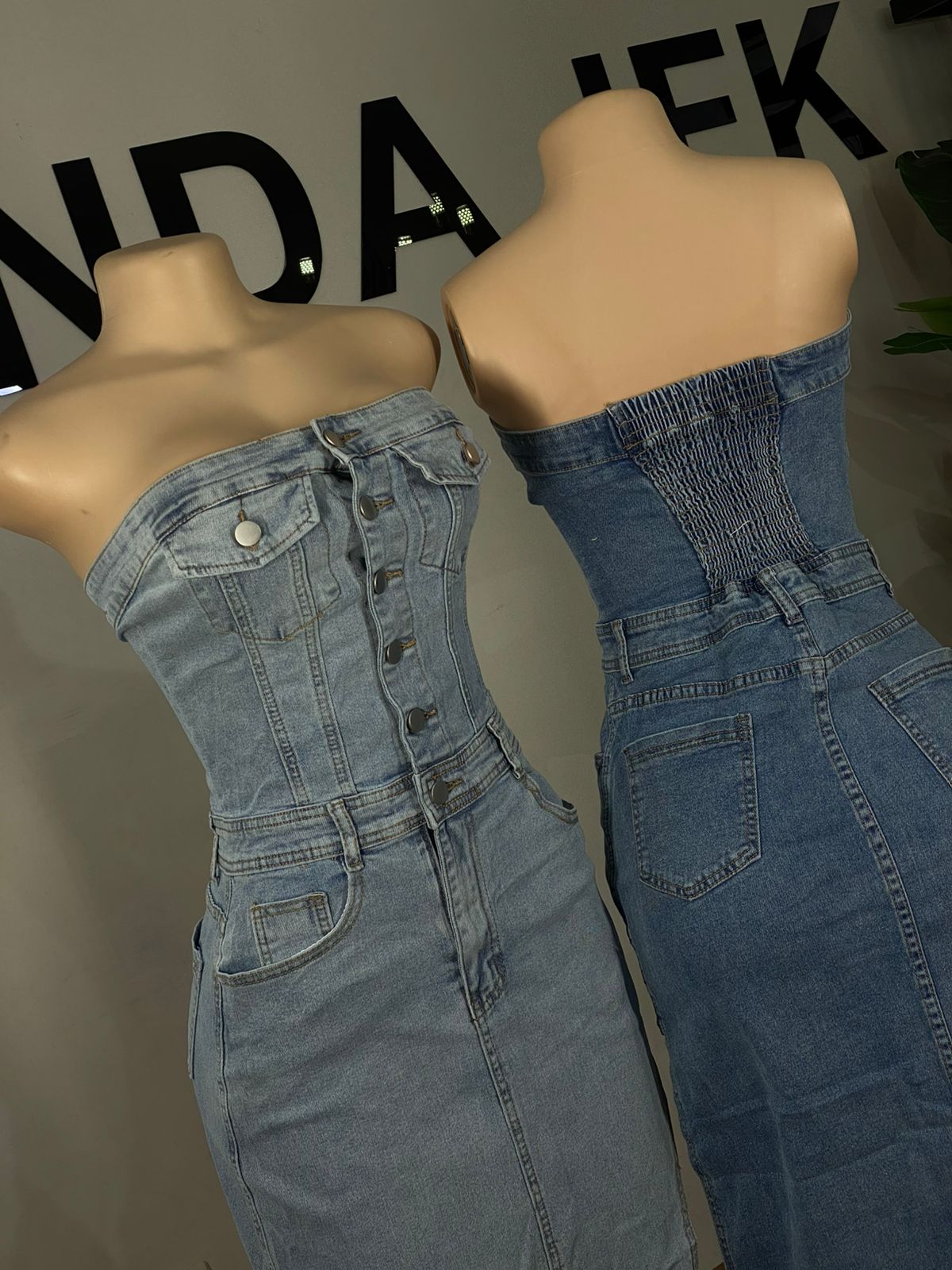 Vestido Jeans Strapless