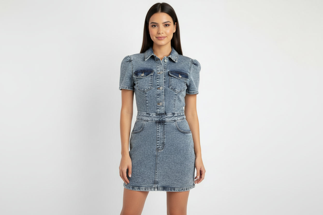 Vestidos Jeans Mangas