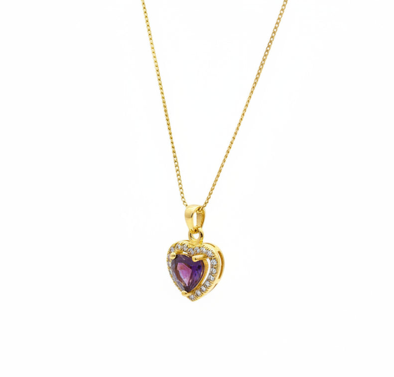 Collar corazón morado