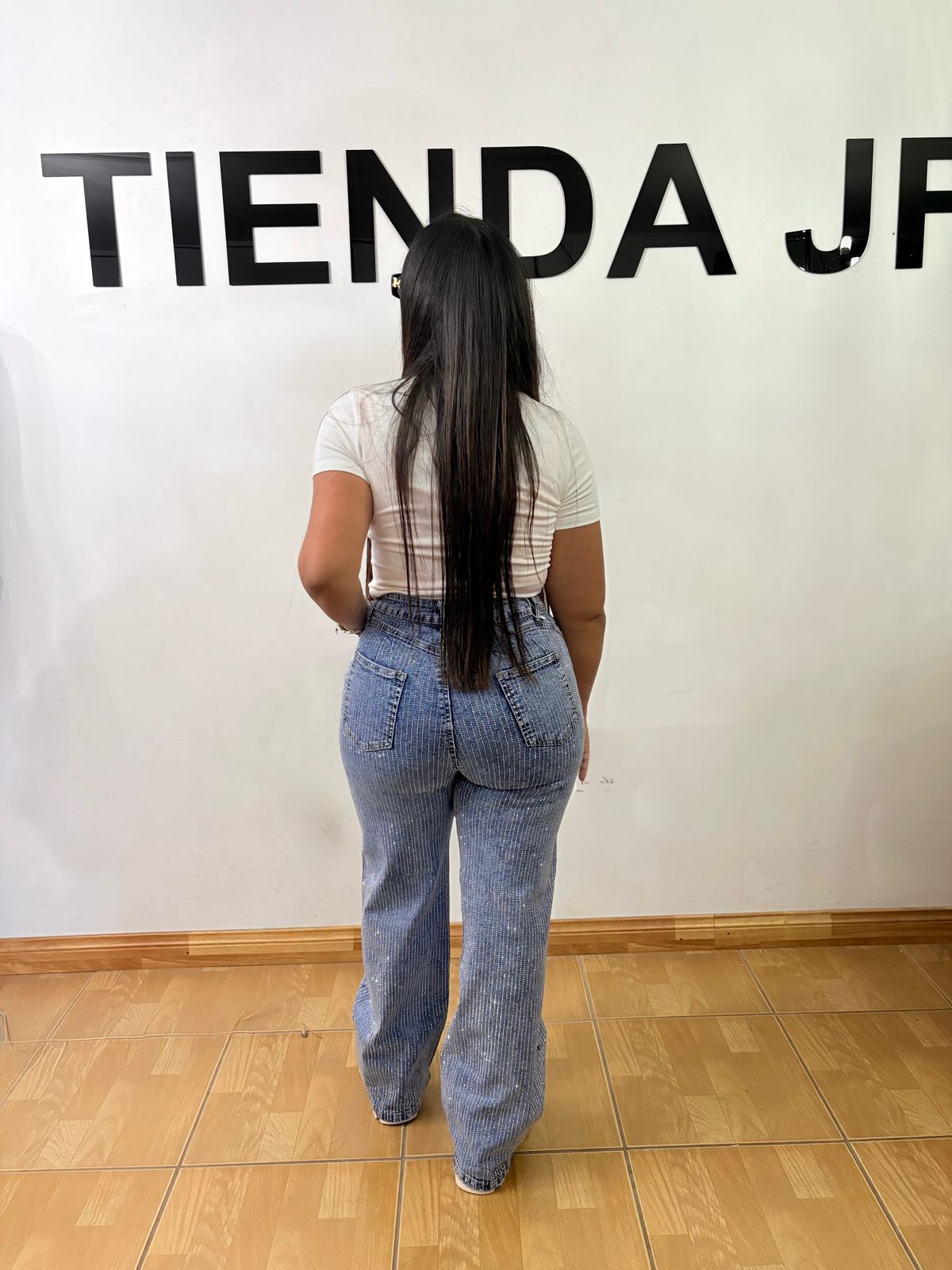 Jeans Palazzo Brillo Full Plateado