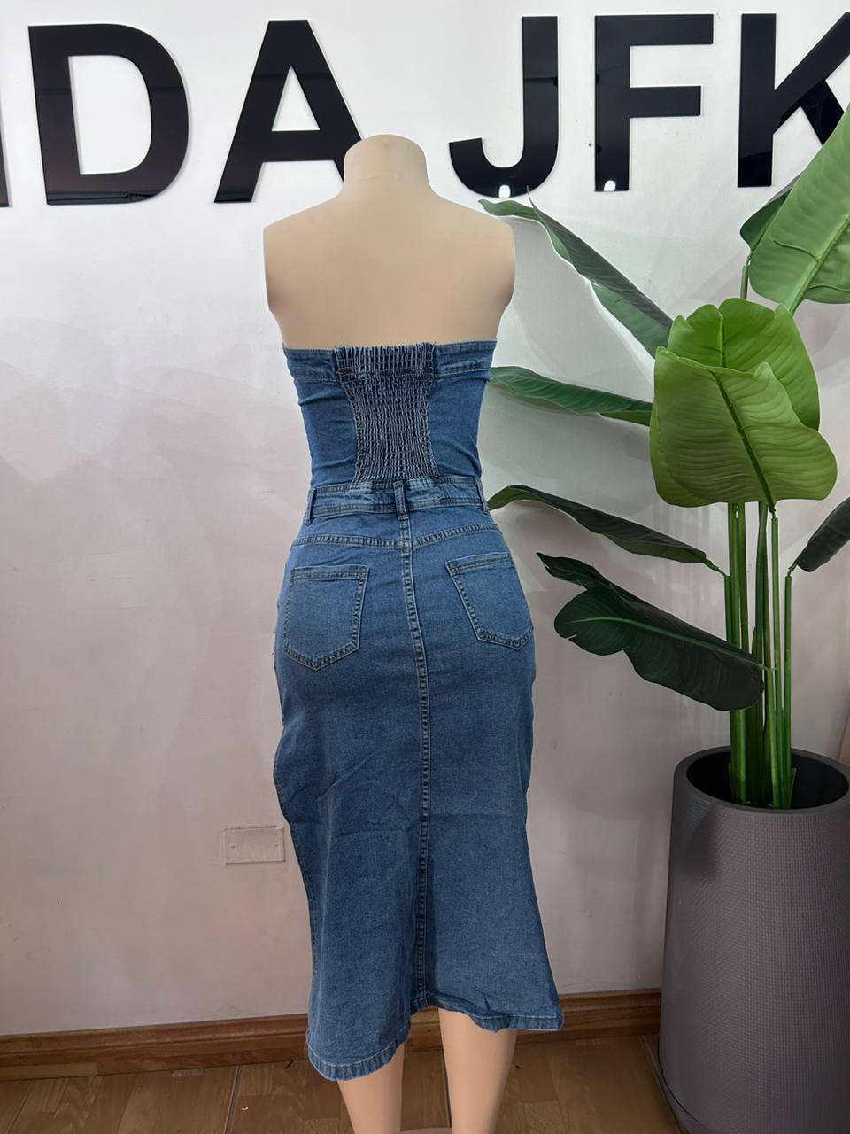 Vestido Jeans Strapless