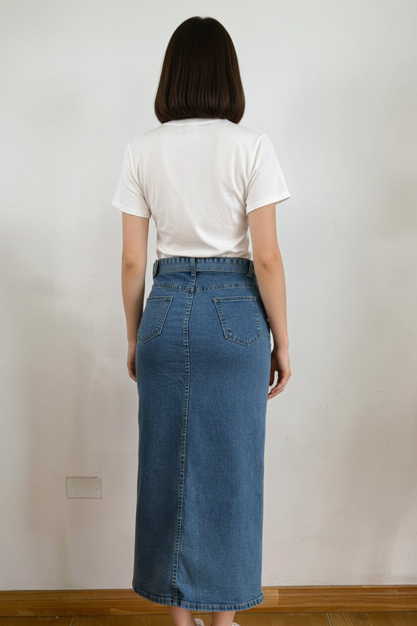 Falda tubo cinturon Jeans
