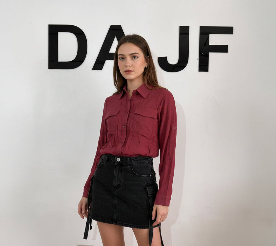 Camisa semi transparente Bolsillo