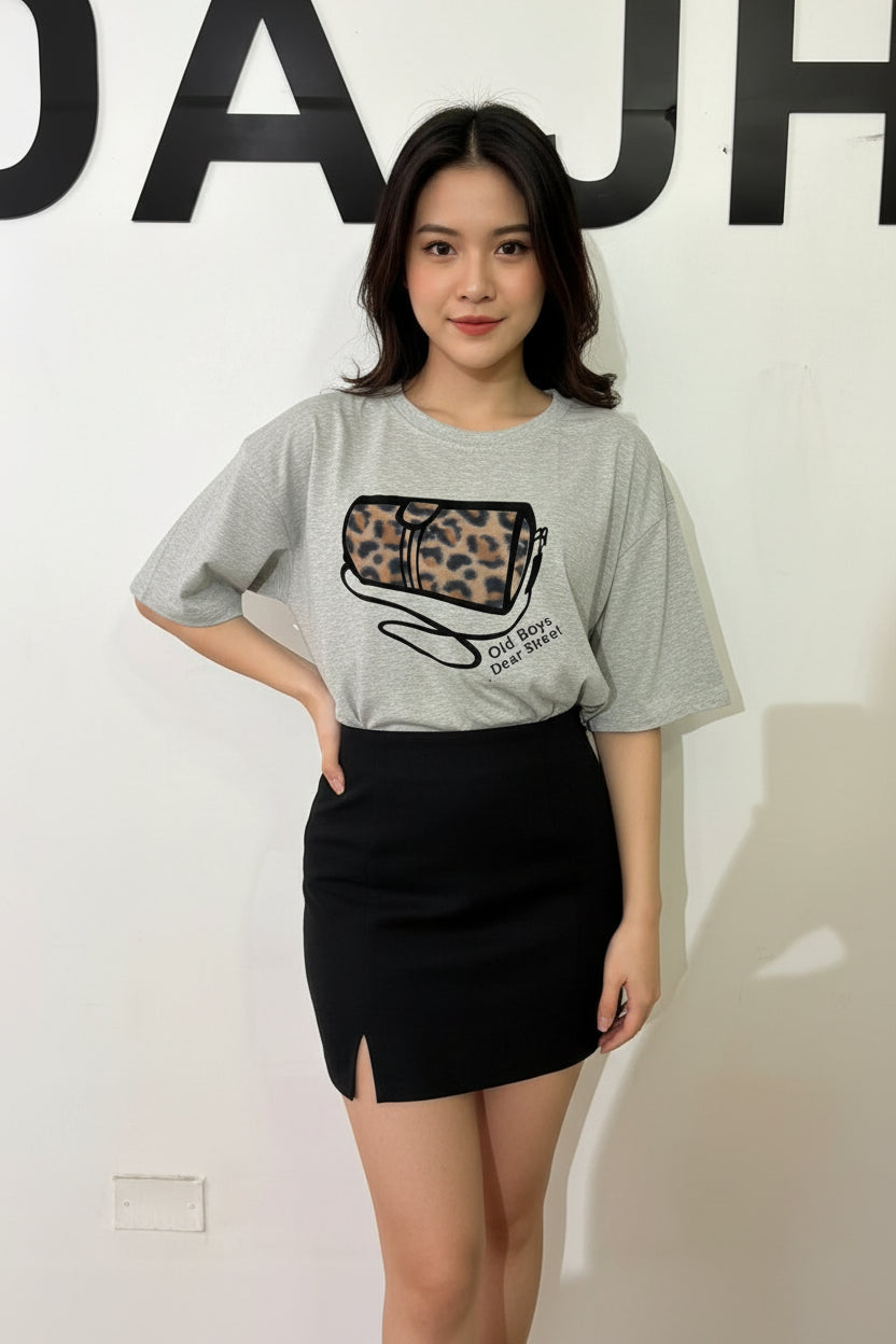 Polera larga Cartera animalprint